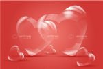 Transparent Hearts on Red Background